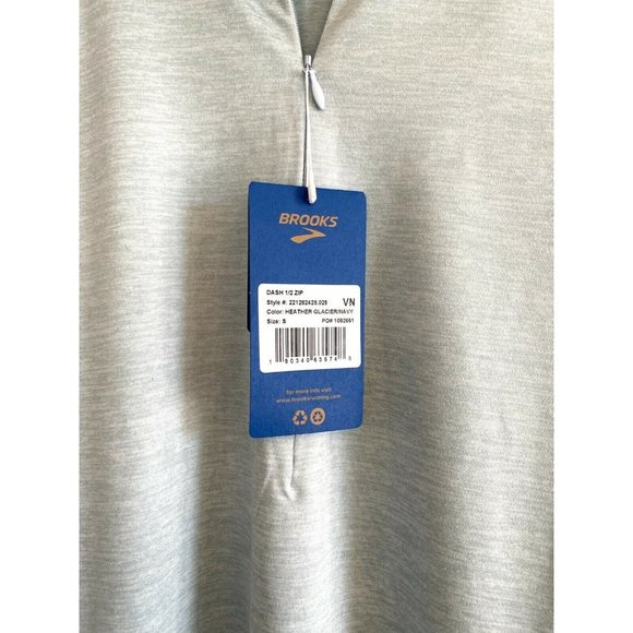 BROOKS NWT Heather Glacier/Navy Dash 1/2 Zip Running Jacket Women’s Small - Picture 7 of 12